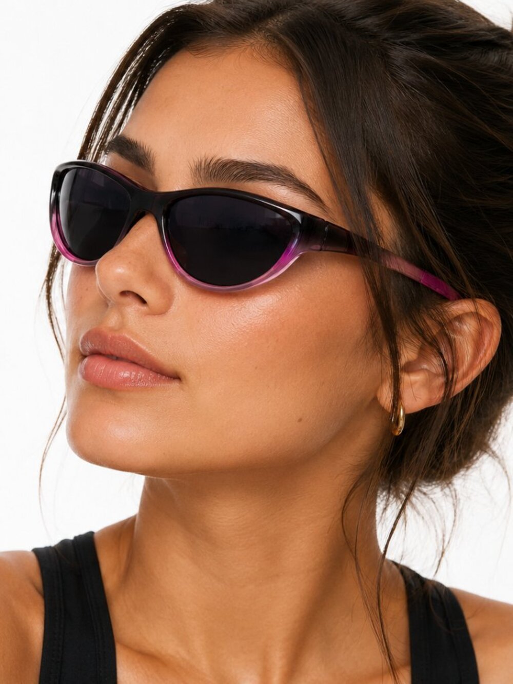 Adrienne Vittadini Sport Women's Black & Pink Wraparound Sunglasses